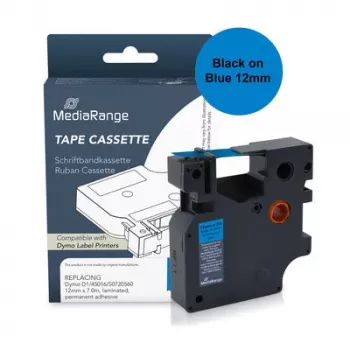 MediaRange nastro per etichette compatibile con Dymo 12mm x 7m nero su blu (MRDY45016)