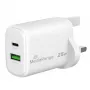 MediaRange caricabatterie rapido GaN 25W spina UK, 1x USB-C e 1x USB-A, PD e QC, bianco (MRMA112-UK)
