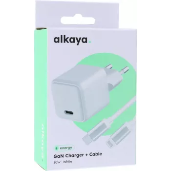 ALKAYA NEXUS Speed Flex set caricabatterie tecnologia GaN 20W bianco