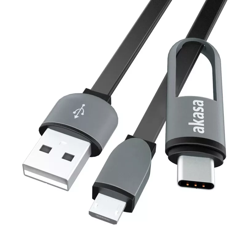 Akasa AK-CBUB35-10BK Cavo USB 2.0 - USB A su Micro-USB B con adattatore USB-C - 1 m - nero