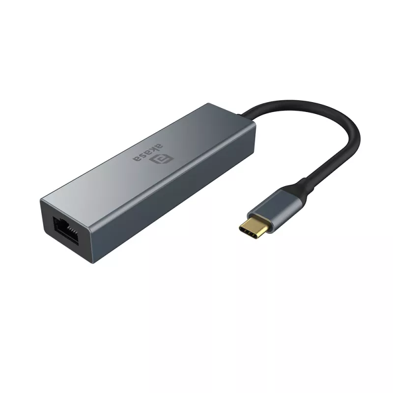 Akasa hub USB Type-C 4 in 1 con Ethernet 1 x RJ45 3 USB-A USB 3.2 Gen 1