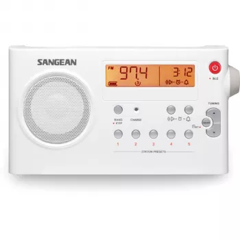 Sangean PR-D7 Radio AM/FM stereo portatile con sveglia bianca
