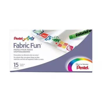 Pentel Fabric Fun bastoncini coloranti per tessuto pastello, 15 colori assortiti, CF15PASTELLI X TESSUTI CONF.ASS