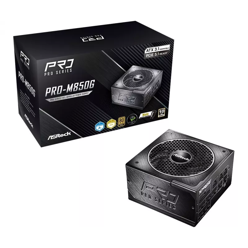 Alimentatore ASRock PRO-M850G 850W 80 PLUS Gold completamente modulare ATX 3.0