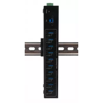 Exsys hub in metallo USB 3.2 Gen 1 10 porte con kit per guida DIN, chipset VIA VL811+, 5 Gbps, alimentatore 5V/4A, cavo 1,8 m