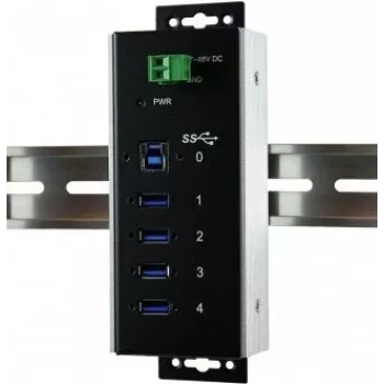 EXSYS EX-1185HMVS-WT hub USB 3.2 Gen 1 industriale, 4 porte, montaggio su guida DIN