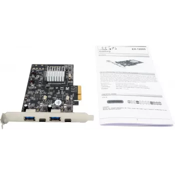 EXSYS EX-12005 scheda controller host PCI Express USB 3.2 Gen 2 (10 Gbps) 2 porte USB-A con staffa low profile