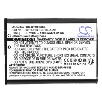 Cameron Sino CTR-003 batteria ricaricabile di ricambio per Nintendo 3DS, 2DS, New 2DS XL, Switch Pro Controller - 1300mAh, 3,7V, Li-Ion
