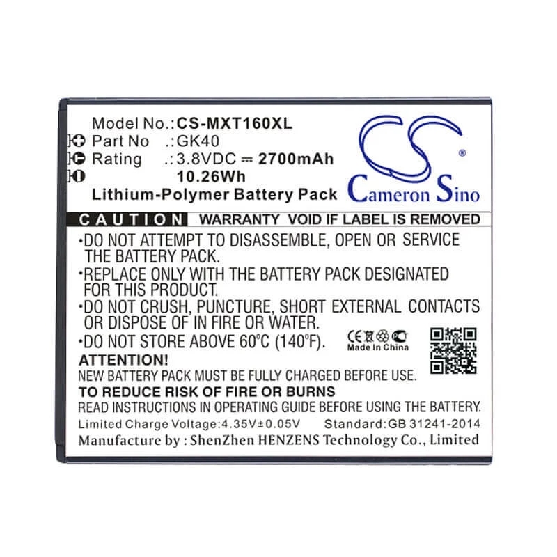 Cameron Sino batteria tipo GK40 SNN5967A SNN5967B per Motorola Moto G4 G5 E3 E4 E5 / CS-MXT160XL