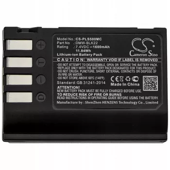 Batteria ricaricabile di ricambio Cameron Sino per Panasonic DMW-BLK22 / DMW-BLK22GK, 2200mAh, 7,2V, Li-Ion