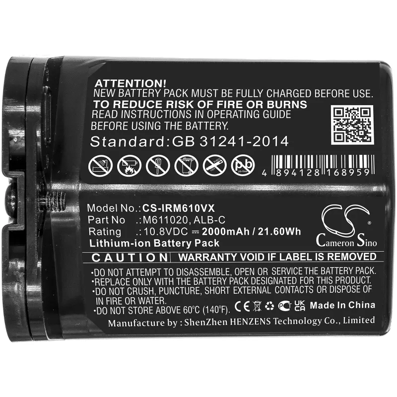 Batteria ricaricabile Cameron Sino tipo ALB-C M611020 ABL-C per iRobot Braava Jet M6 (CS-IRM610VX)