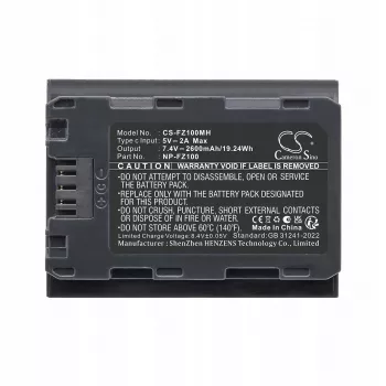 Batteria ricaricabile di ricambio Cameron Sino CS-FZ100MH per Sony NP-FZ100, 2200mAh, 7,2V, Li-Ion, nero