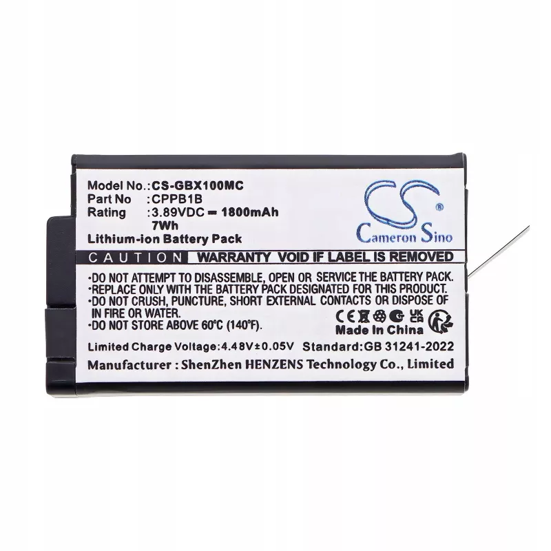 Batteria ricaricabile Cameron Sino per GoPro Max 2, 1800mAh, Li-Ion, CPBB1B di ricambio