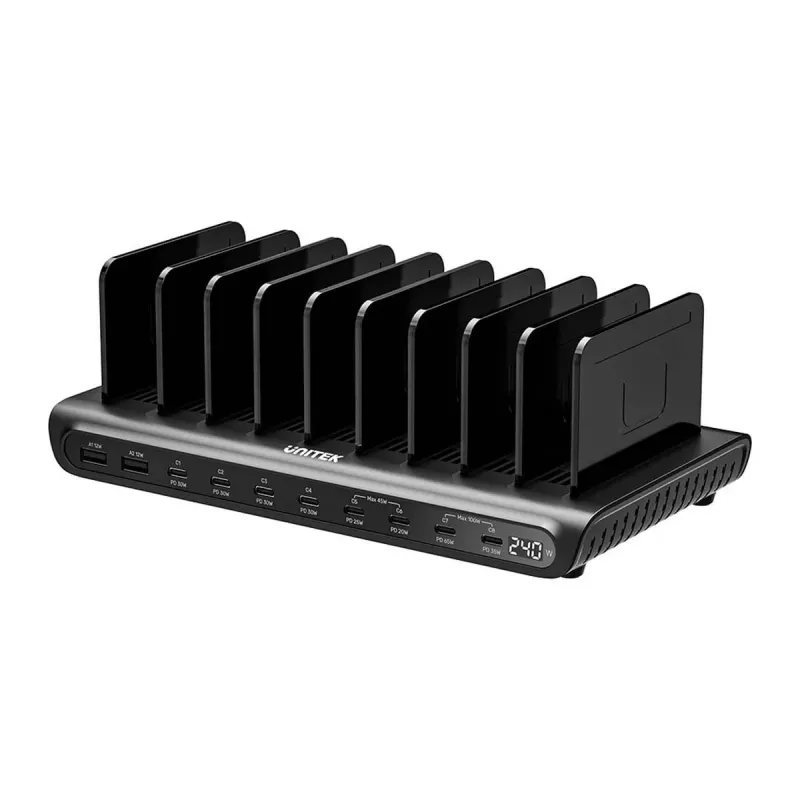 UNITEK Stazione di ricarica 10 porte USB-C e USB-A 240W