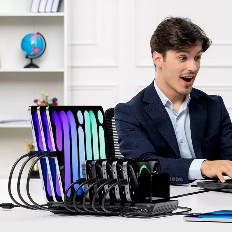 UNITEK Stazione di ricarica 10 porte USB-C e USB-A 240W
