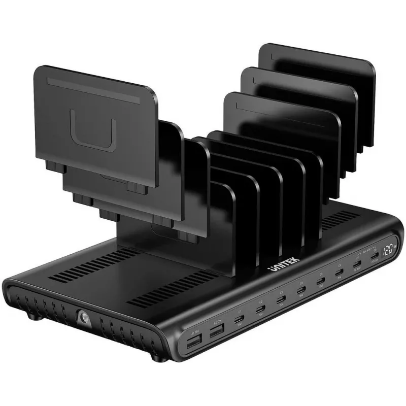 UNITEK Stazione di ricarica intelligente 10 porte USB-A/USB-C 120W PD 3.0 nero