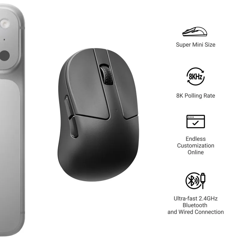 Keychron M4-A24 PixArt 3950 8K mouse gaming wireless bianco