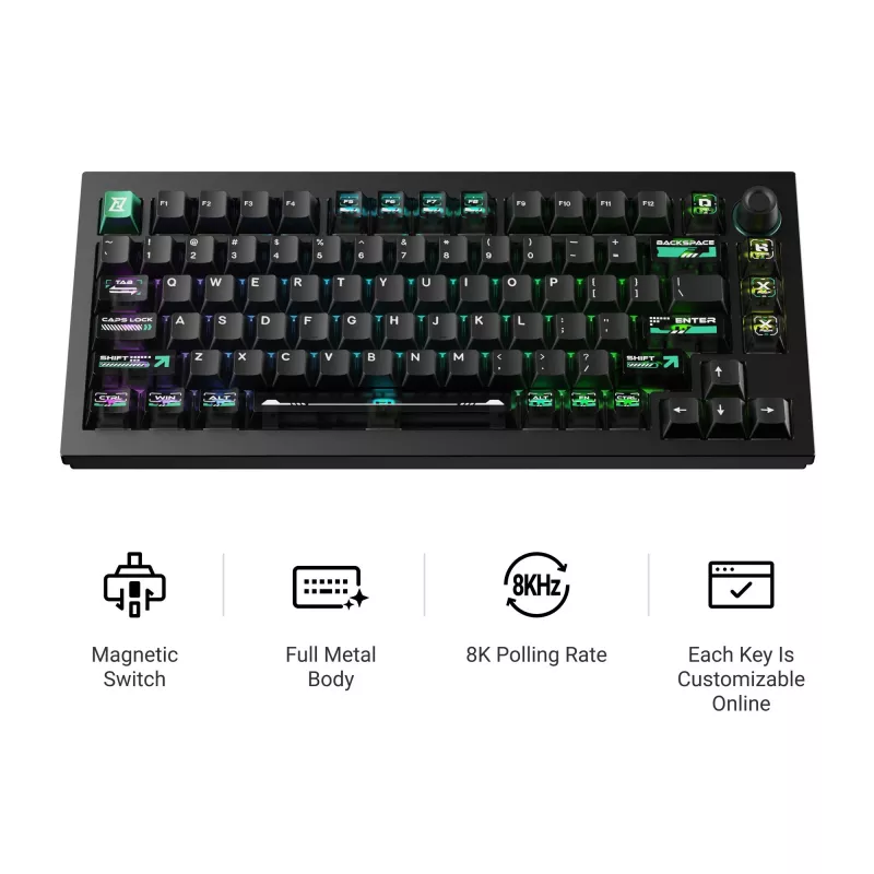 Keychron L5W-W1 Lemokey Magnetic Cyber tastiera gaming 75% a effetto Hall
