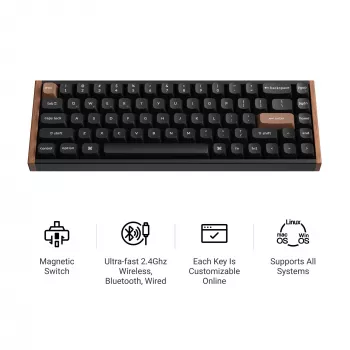 Keychron K6H-J1 tastiera meccanica cablata 65% Magnetic nero con switch Gateron a effetto Hall