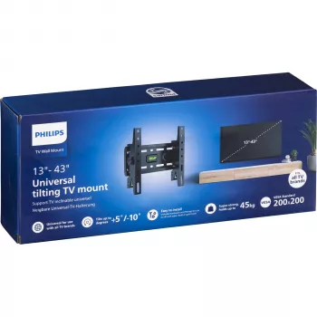 Supporto a parete universale inclinabile per TV Philips 13-43 pollici, 45 kg, nero