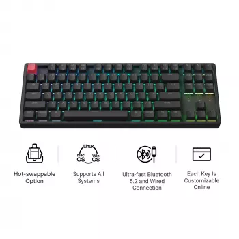 Keychron K8X-J3 80% TKL Brown Switch RGB Hot-Swap nero