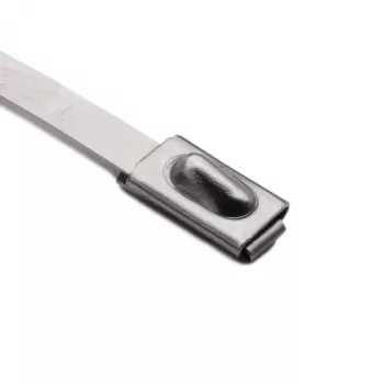 HellermannTyton 111-93088 fascette per cavi in acciaio inox con rivestimento PA11, lunghezza 201 mm, larghezza 4,6 mm, spessore 0,3 mm, diametro fascio 50 mm, metallico/argento, confezione da 100