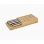 Joseph Joseph Elevate SST Set di coltelli con vassoio portaoggetti in bambù per cassetto, 6 pezzi, Argento/Beige 10563