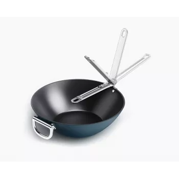 Joseph Joseph Space wok antiaderente ceramica con manico pieghevole 32 cm blu