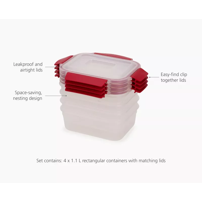 Joseph Joseph Nest Lock set 4 contenitori per alimenti rosso 1,1 L