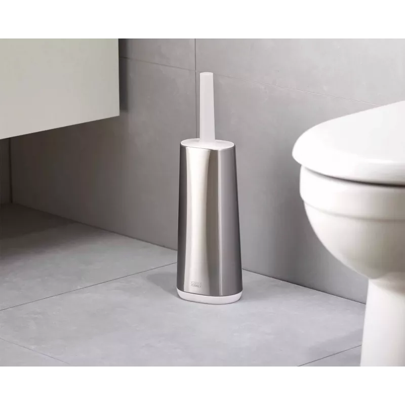 Joseph Joseph Flex 70517 scopino WC in acciaio inox con testina in silicone, argento/grigio