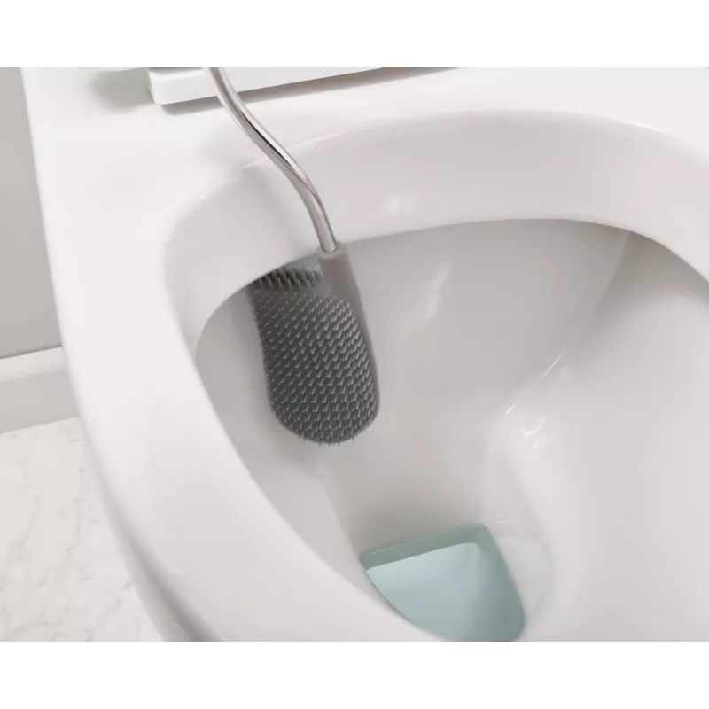 Joseph Joseph Flex 70517 scopino WC in acciaio inox con testina in silicone, argento/grigio