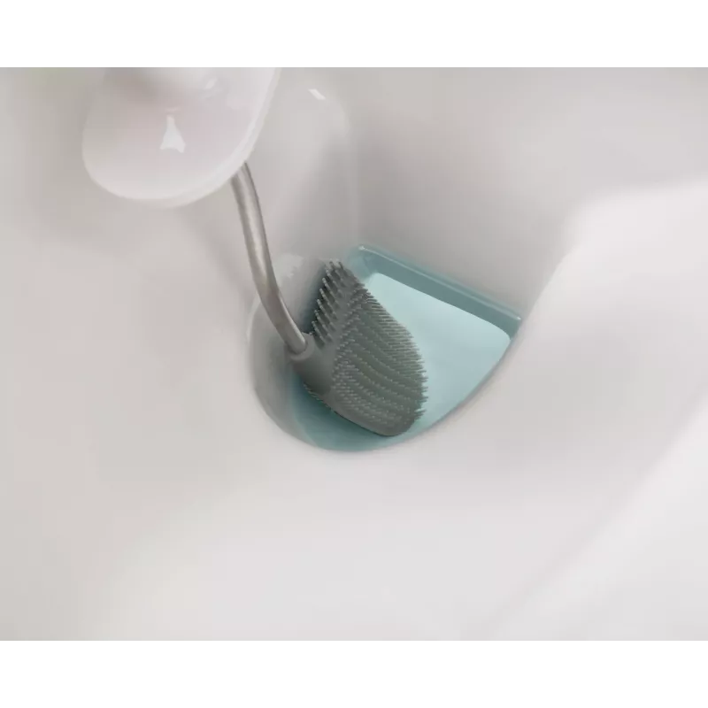 Joseph Joseph Flex 70517 scopino WC in acciaio inox con testina in silicone, argento/grigio