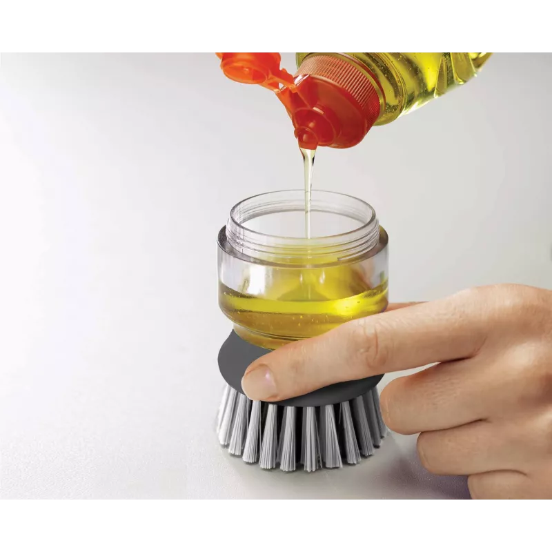 Joseph Joseph Palm Scrub Grey spazzola lavapiatti con dispenser di detersivo integrato