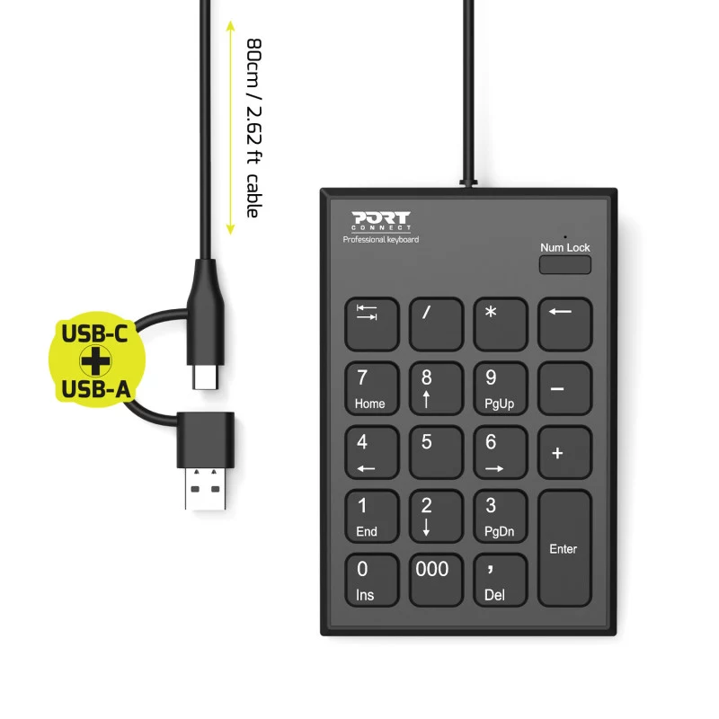 PORT Designs PORT Connect tastierino numerico USB-C nero