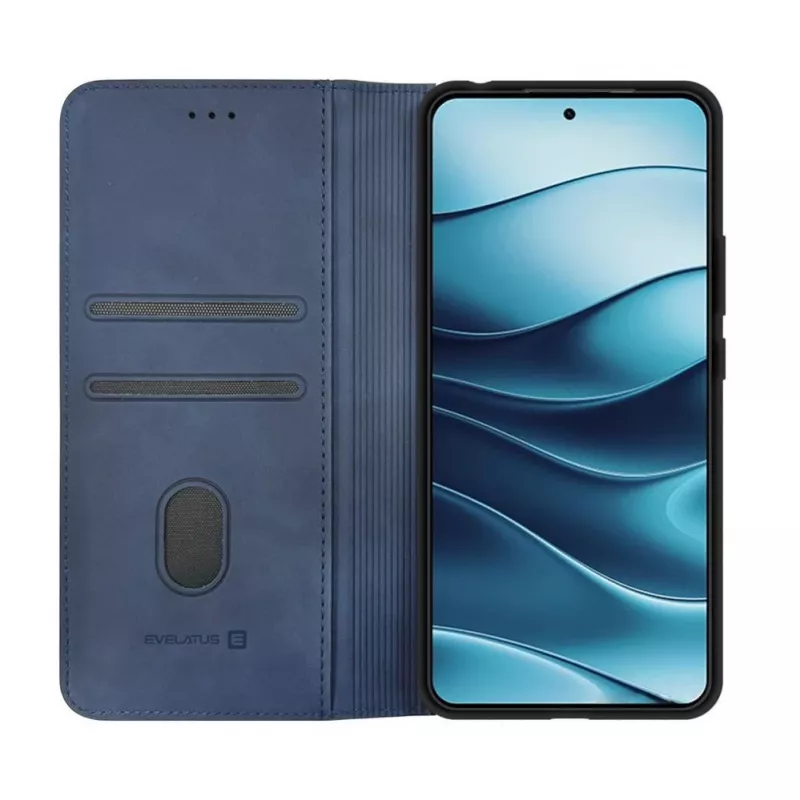 Evelatus Xiaomi Redmi Note 14 5G Book Case in pelle PU blu scuro