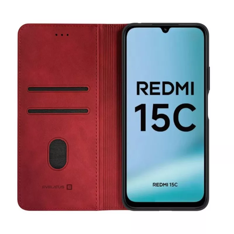 Evelatus Xiaomi Redmi 15C 4G/5G Book Case Folio rosso