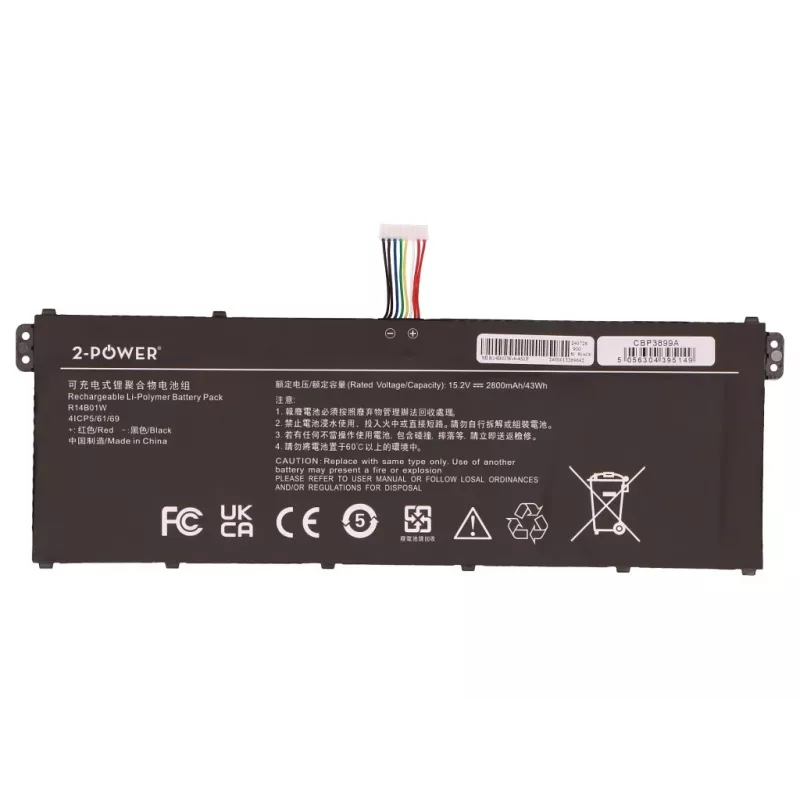 2-Power batteria principale per MSI R14B01W - 42 Wh