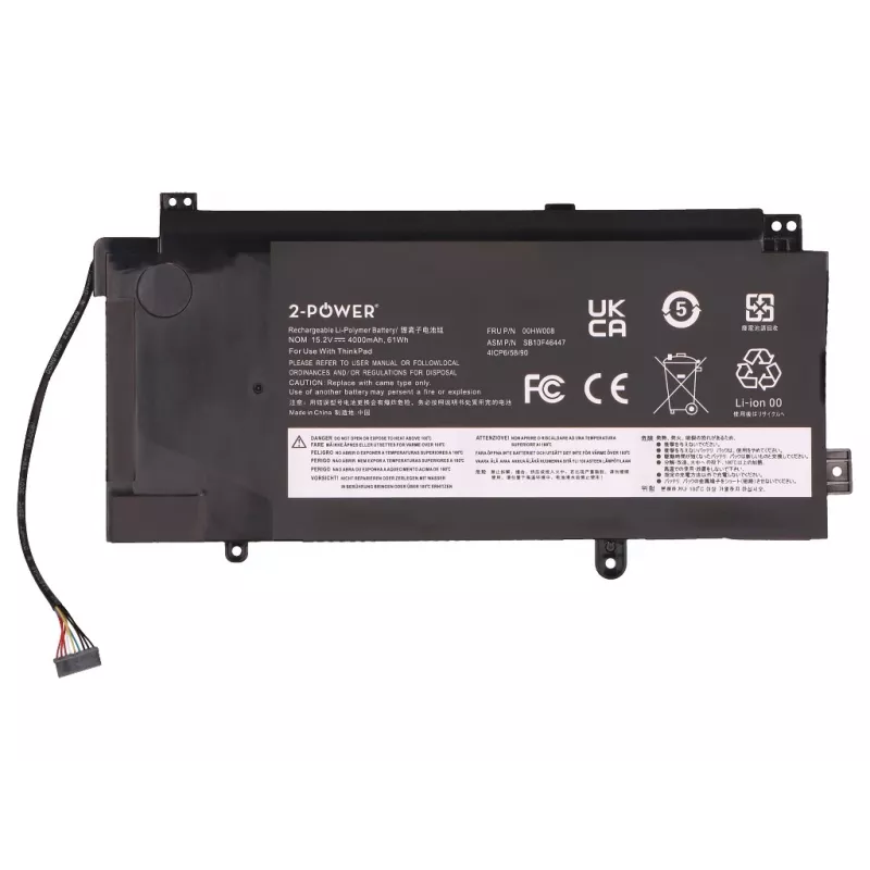 2-Power batteria principale per Lenovo ThinkPad Yoga 15 20DQ 20DR - 61 Wh