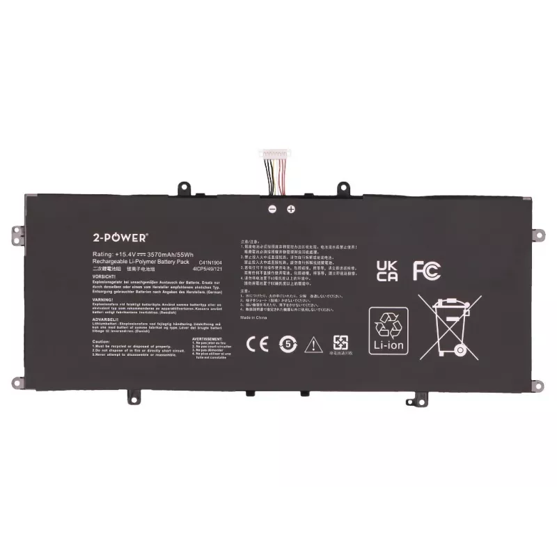 2-Power batteria principale ASUS U4700J - 49 Wh, 4400 mAh, 11,1 V, 6 celle Li-Ion, nero
