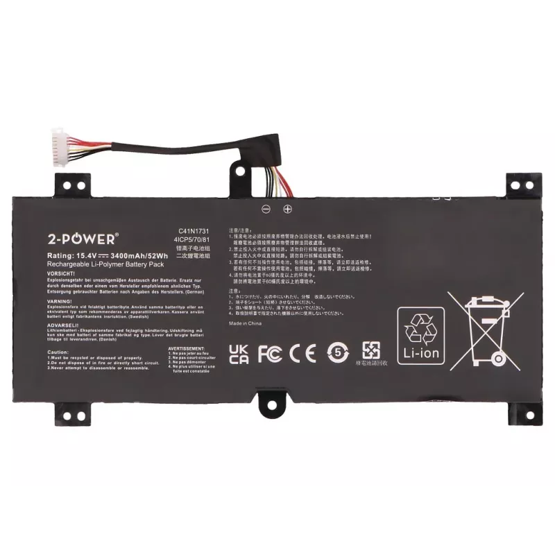Batteria principale 2-Power - batteria per laptop - 52 Wh - 11,1 V - 4700 mAh - 6 celle - nero