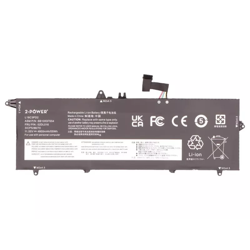 Batteria principale 2-Power per Lenovo ThinkPad T490S 20NX - 55 Wh Li-ion