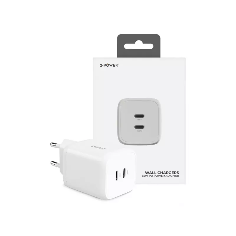 2-Power caricabatterie da parete 65W PD GaN 2 x USB-C