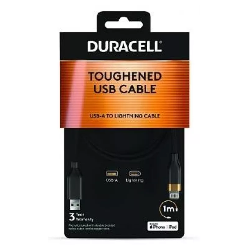 DURACELL cavo USB-A a Lightning 1m bianco certificato MFi