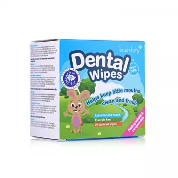 BRUSH BABY salviette dentali con xilitolo per la pulizia di gengive e denti da latte 0-16 mesi 28 salviette