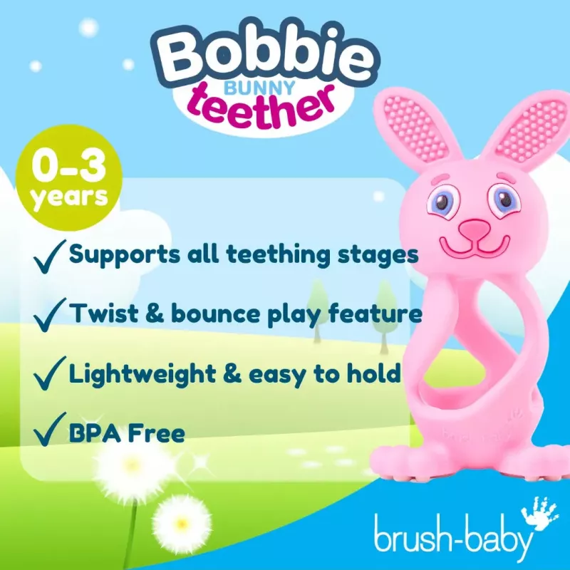 Brush Baby Bobbie Bunny dentaruolo - rosso rosa
