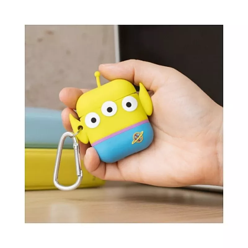 ThumbsUp! PowerSquad Custodia 3D in silicone per AirPods, Alien, blu/bianco/giallo
