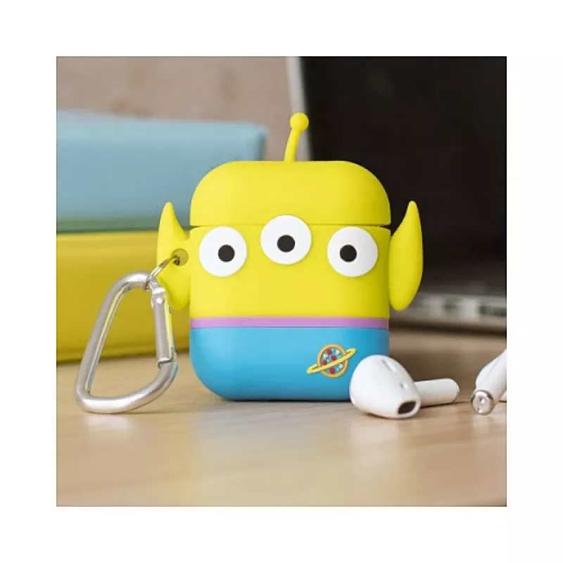 ThumbsUp! PowerSquad Custodia 3D in silicone per AirPods, Alien, blu/bianco/giallo