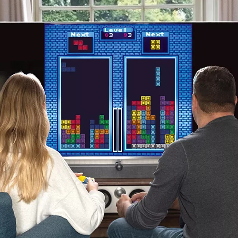 FIZZ CREATIONS Tetris Duel console retro arcade per due giocatori con 2 gamepad con filo plug & play