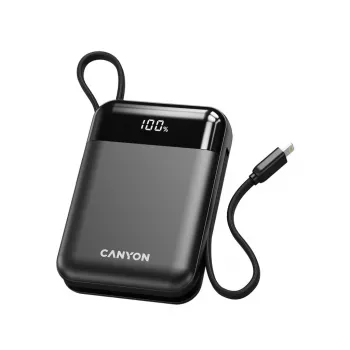 Canyon OnPower 104 10000 mAh power bank con cavo USB-C e Lightning nero