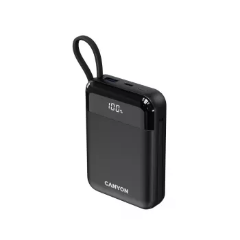 Canyon OnPower 104 10000 mAh power bank con cavo USB-C e Lightning nero